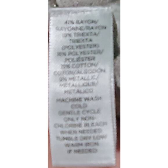 Loft Womens V-Neck Champagne Shimmer Cardigan Size Medium New Years Eve Festive - Picture 6 of 6